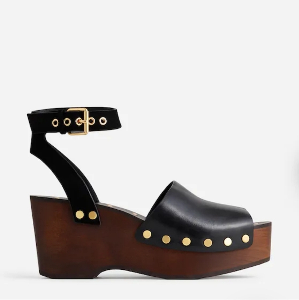 Madewell The Anouk Platform Clog Sandal NU631 Size 7.5 Leather Wood - Picture 2 of 13